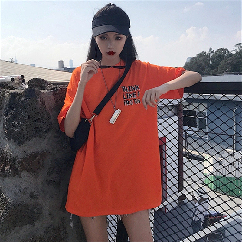 hip-hop衣服女夏裝2018新款寬松百搭怪味少女嘻哈帥氣短袖T恤上衣